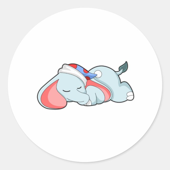 Elephant at Sleeping with Sleepyhead Classic Round Sticker (Front)