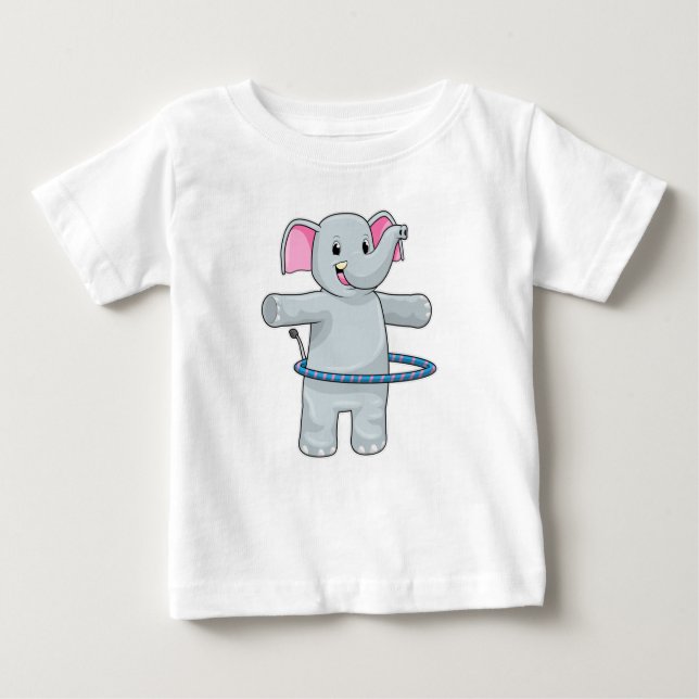Elephant at Sports with Fitness tires Baby T-Shirt (Front)