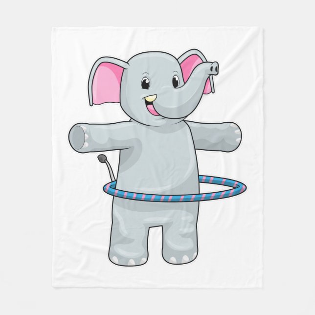 Elephant at Sports with Fitness tires Fleece Blanket (Front)