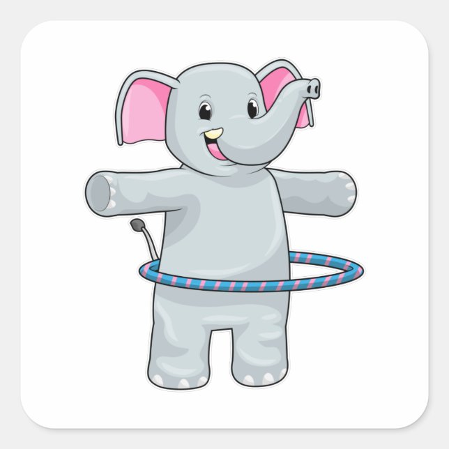 Elephant at Sports with Fitness tires Square Sticker (Front)