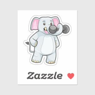 Elephant at Strenght training with Dumbbell