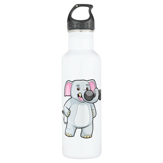 Elephant at Strenght training with Dumbbell 710 Ml Water Bottle (Front)
