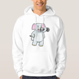 Elephant at Strenght training with Dumbbell Hoodie