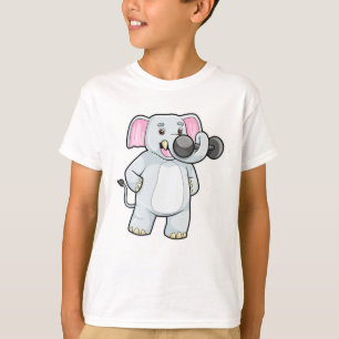 Elephant at Strenght training with Dumbbell T-Shirt