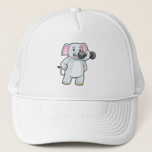 Elephant at Strenght training with Dumbbell Trucker Hat