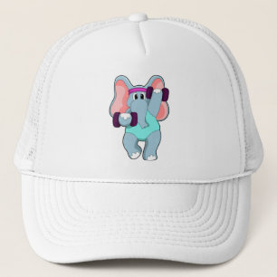 Elephant at Strength training with Dumbbells Trucker Hat