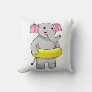 Elephant at Swimming with Lifebuoy Cushion