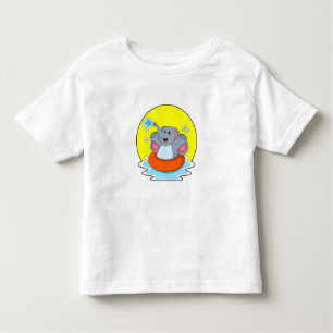 Elephant at Swimming with Lifebuoy Toddler T-Shirt