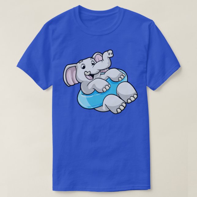 Elephant at Swimming with Swimming ring T-Shirt (Design Front)