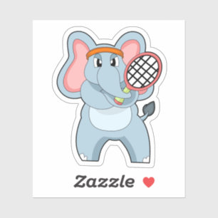 Elephant at Tennis with Tennis racket