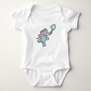 Elephant at Tennis with Tennis racket Baby Bodysuit