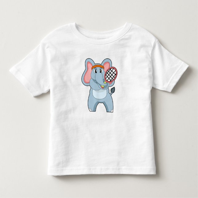 Elephant at Tennis with Tennis racket Toddler T-Shirt (Front)