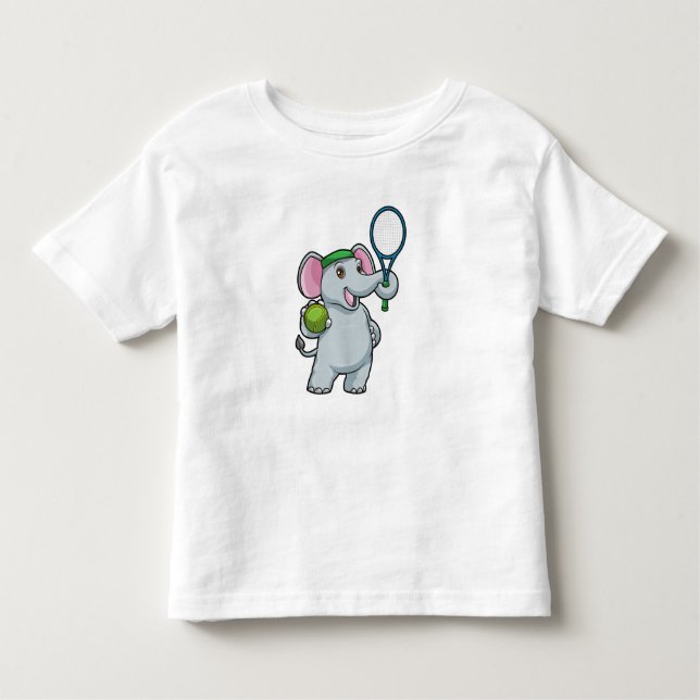 Elephant at Tennis with Tennis racket Toddler T-Shirt (Front)