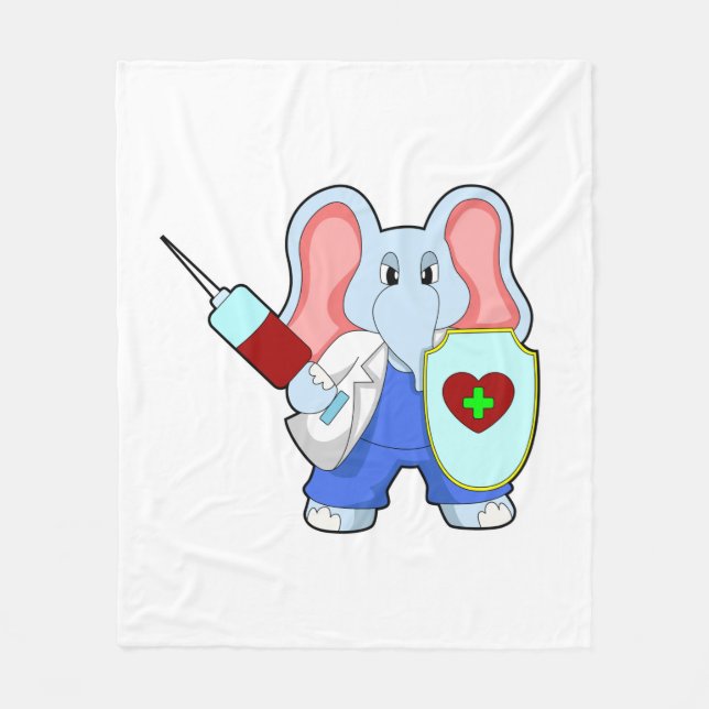 Elephant at Vaccination with Syringe Fleece Blanket (Front)