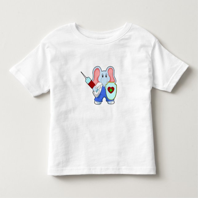 Elephant at Vaccination with Syringe Toddler T-Shirt (Front)
