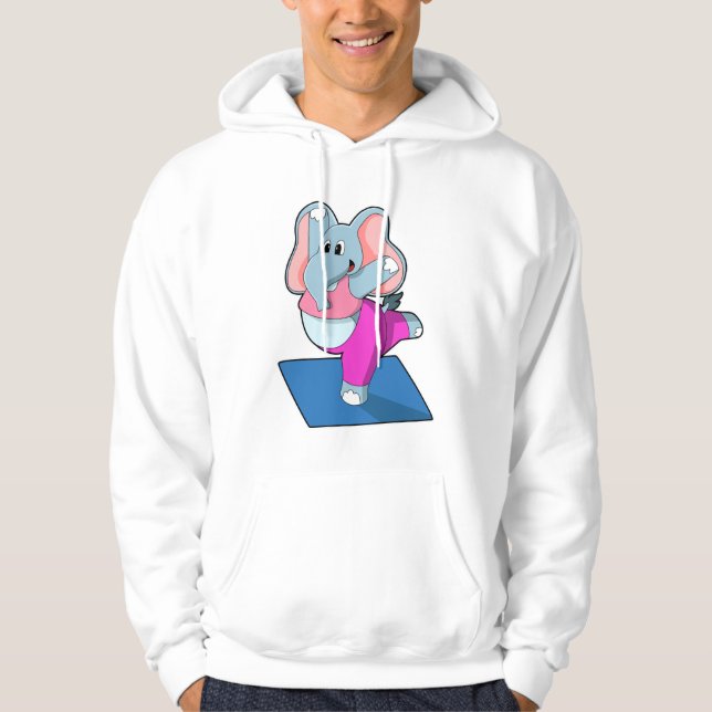 Elephant at Yoga Stretching exercises in Standing Hoodie (Front)