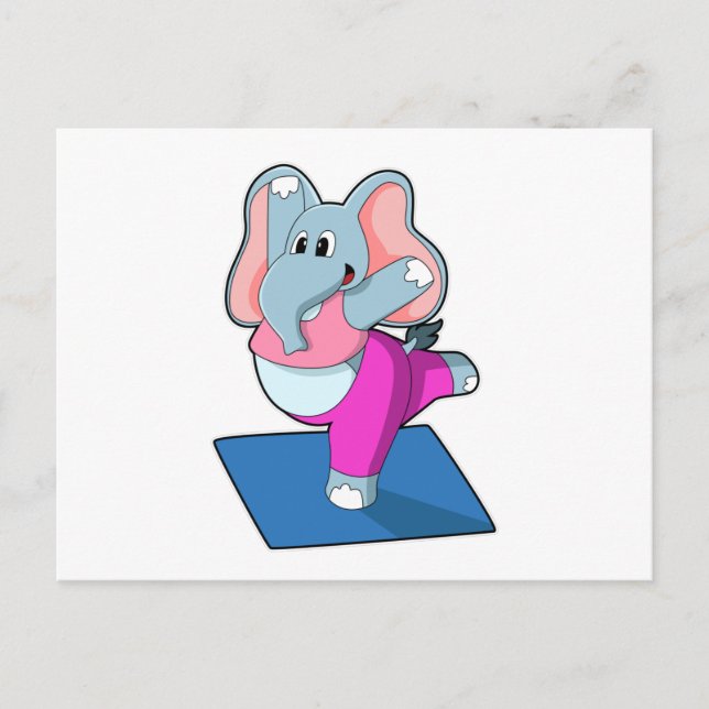 Elephant at Yoga Stretching exercises in Standing Postcard (Front)