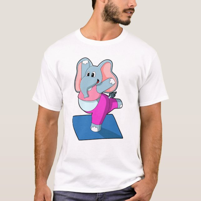 Elephant at Yoga Stretching exercises in Standing T-Shirt (Front)