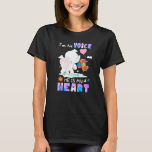 Elephant Autism Awareness Iu2019m His Voice He Is T-Shirt