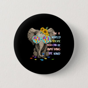 Elephant Autism Be Kind Autism Awareness Girls Boy 6 Cm Round Badge