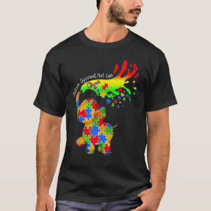 Elephant Autism Different Not Less Be Kind Puzzle T-Shirt