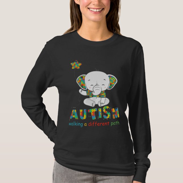 Elephant Autism Walking A Different Path Fitted T-Shirt (Front)