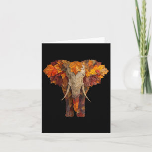 Elephant Autumn Leaves Artistic Animal Art Fall Ae Card
