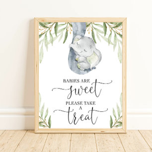 Elephant babies are sweet take a treat baby shower poster