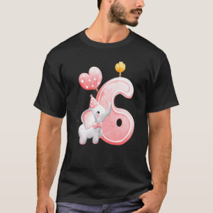Elephant Baby 6th Birthday 6 Year Old Birthday Cak T-Shirt