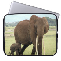 Elephant Baby And Mother Neoprene Laptop Sleeve