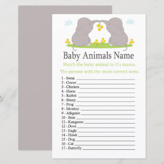 Elephant Baby Animals Name Game