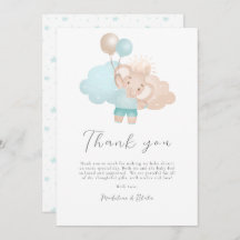 Elephant Baby Boy Baby Shower Thank You Card
