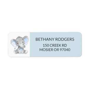 Elephant Baby Boy Shower Envelope Return Address Return Address Label