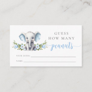 Elephant Baby Boy Shower Guess How Many Peanuts Enclosure Card