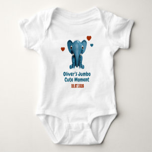 Elephant Baby Custom Name Date Cute Moment Bodysuit