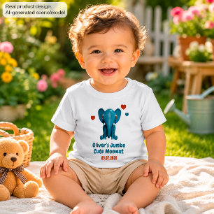 Elephant Baby Custom Name Date Cute Moment T-Shirt