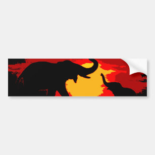 Elephant, Baby Elephant & Sunset Bumper Sticker