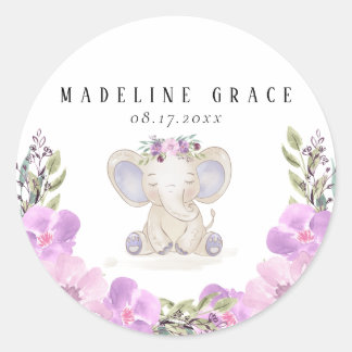 Elephant Baby Girl Baby Shower Sticker