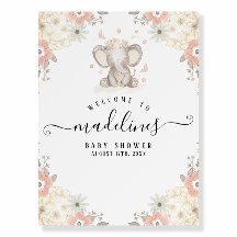 Elephant Baby Girl Welcome Sign