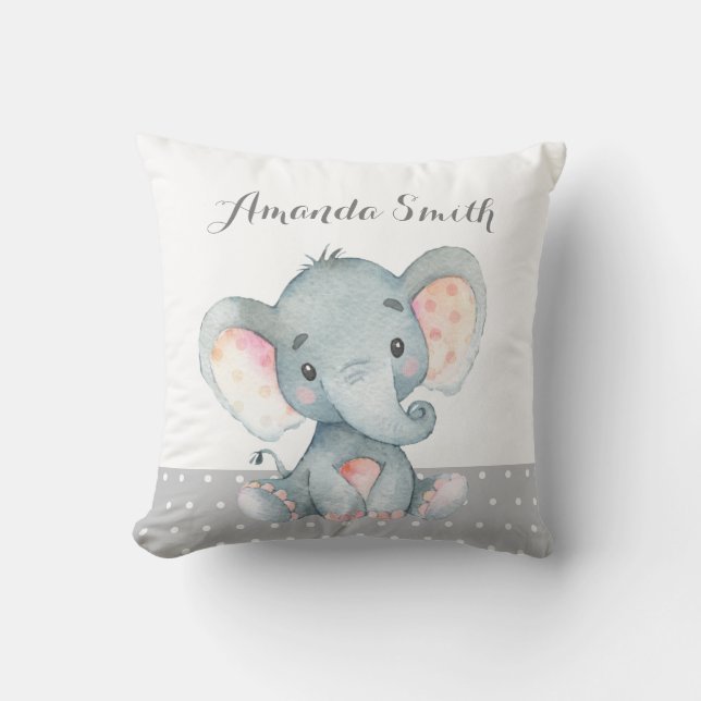 Elephant Baby Gray Cushion (Front)