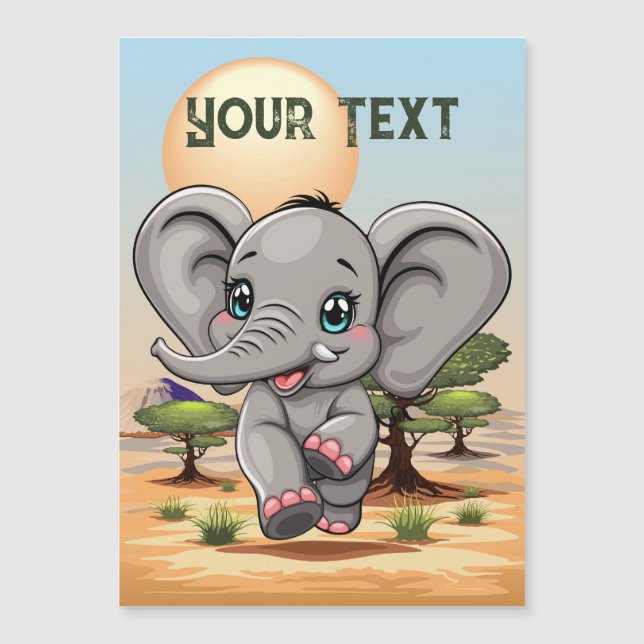 Elephant Baby Jumping Happy in African Savannah (Front)