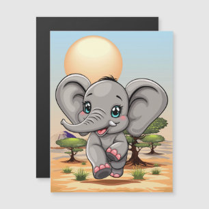 Elephant Baby Jumping Happy in African Savannah