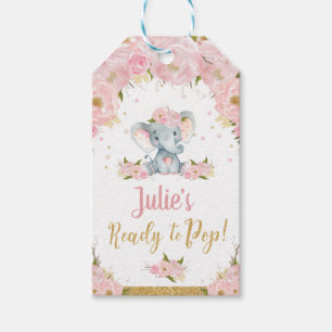 Elephant Baby Shower About to Pop Favour Gift Tags