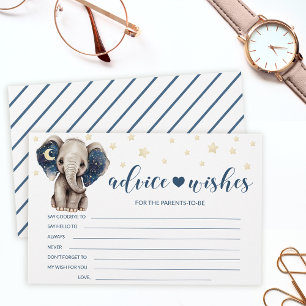 Elephant baby shower advice wishes stationery card
