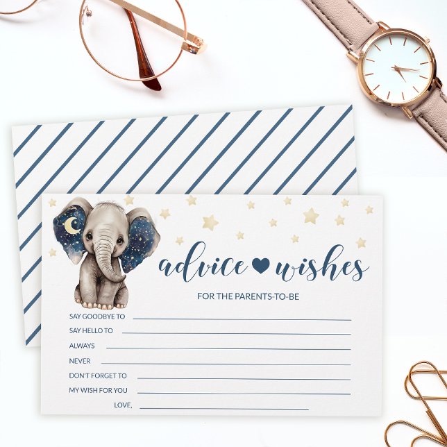 Elephant baby shower advice wishes stationery card (Creator Uploaded)