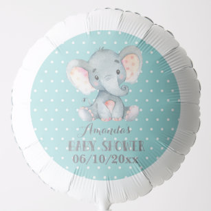 Elephant Baby Shower Aqua and Grey Balloon