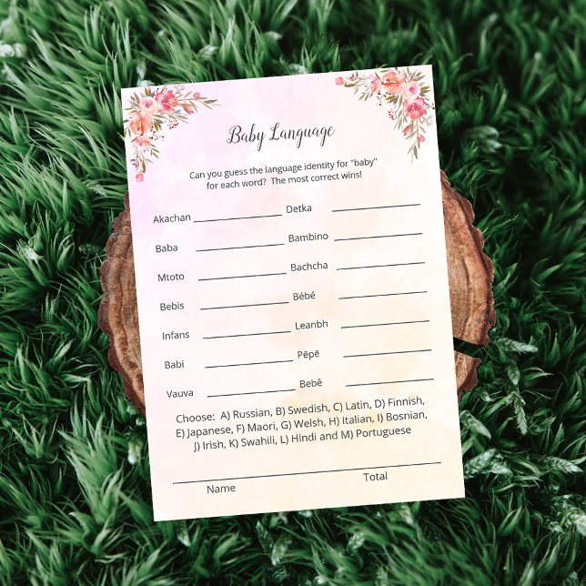 Elephant Baby Shower Baby Language Game Card (Creator Uploaded)