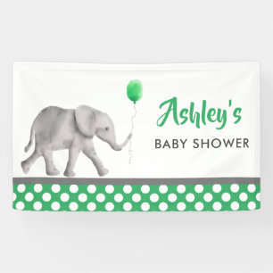 Elephant Baby Shower Banner, Green Welcome Sign