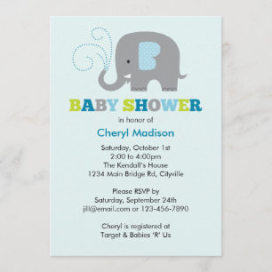 Elephant Baby Shower - Blue Invitation