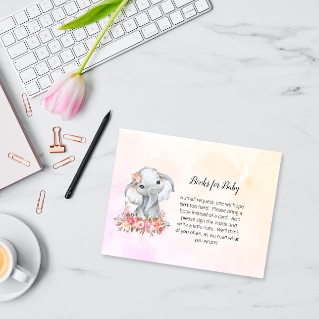 Elephant Baby Shower Books For Baby Enclosure Card (Creator Uploaded)